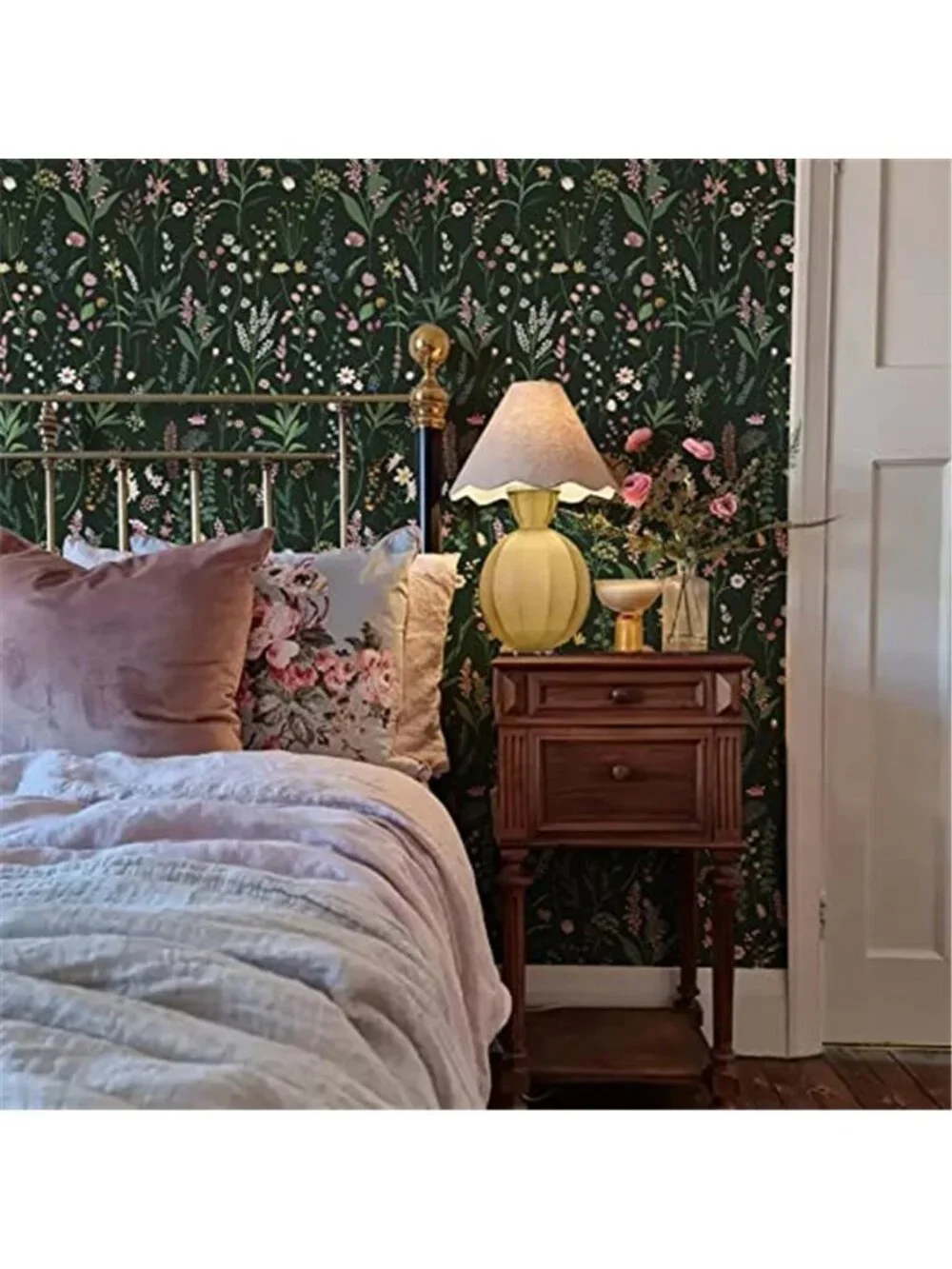 Peel Stick Wallpaper Dark Green Floral Removable Self Adhesive 30 Sq Ft Roll